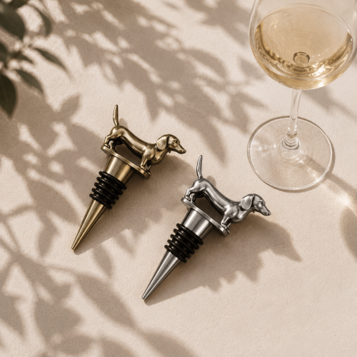 Motorcycle bottle stopper - gold wine cork