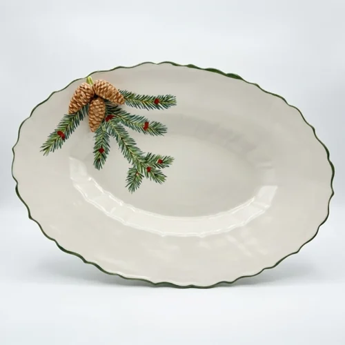 Large deep oval pine platter