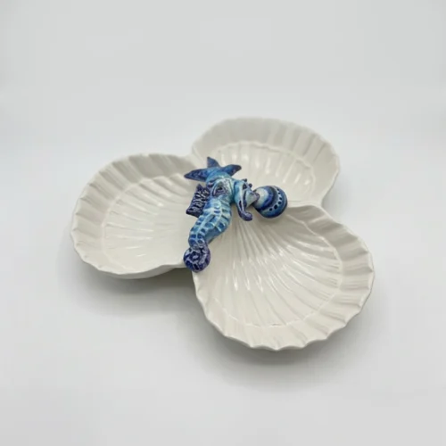 Triple Shell Bowl with Seahorse