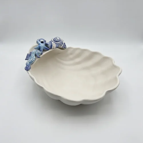 Seashell bowl blue seahorse