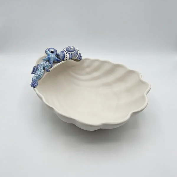 Seashell bowl blue seahorse