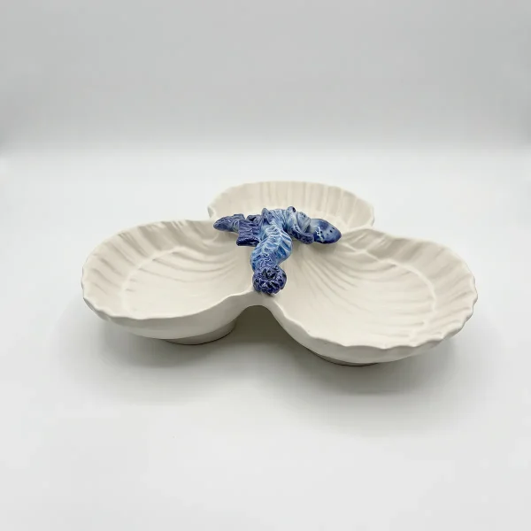 Italian-Seahorse-Tableware-Ceramics-Bella-Ceramics_IMG_0752 copy 3 Triple Shell Bowl with Seahorse