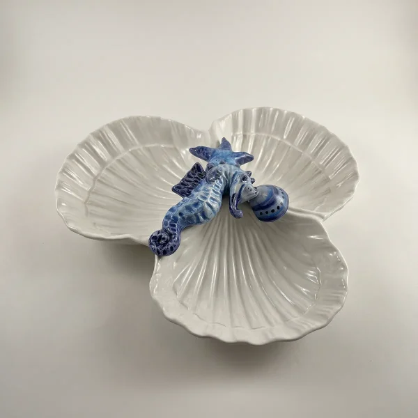 Italian-Seahorse-Tableware-Ceramics-Bella-Ceramics_IMG_0754 copy 3 Triple Shell Bowl with Seahorse