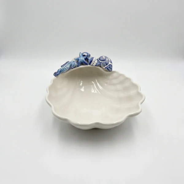 Seashell bowl blue seahorse
