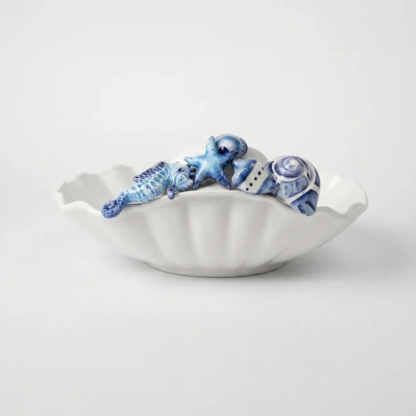 Seashell bowl blue seahorse