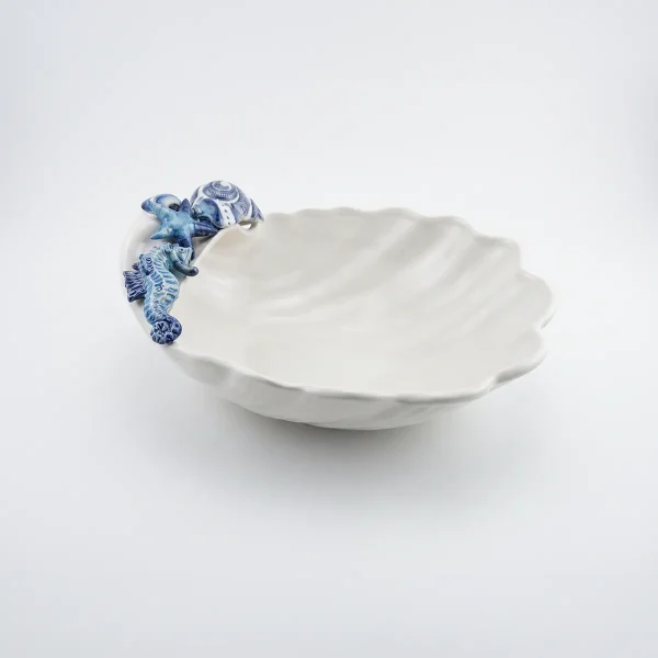 Seashell bowl blue seahorse