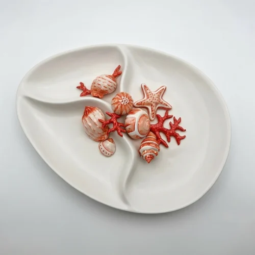 Large red coral snack platter