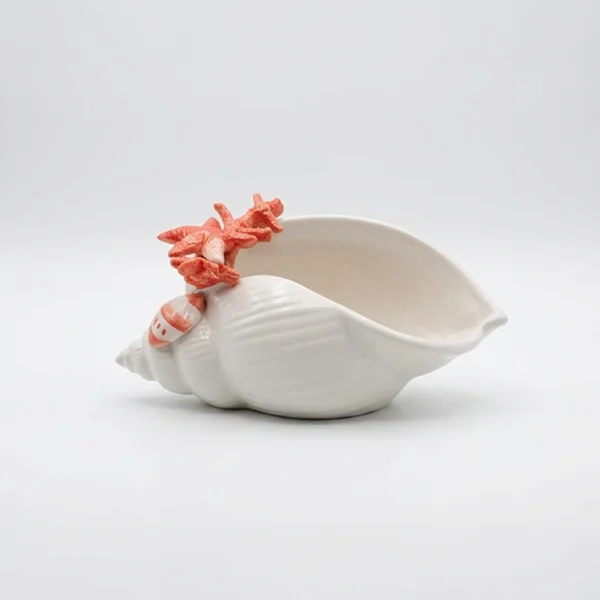 Coral seashell bowl