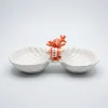 Red coral shell double bowl