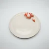 Round red coral plate