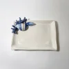 Small blue coral napkin plate
