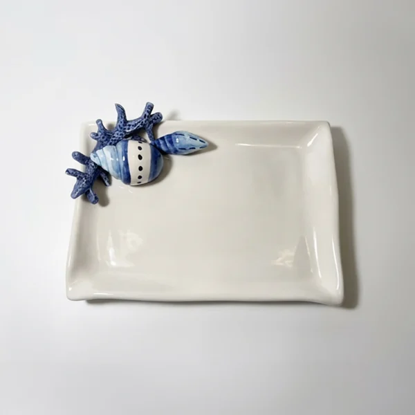 Small blue coral napkin plate