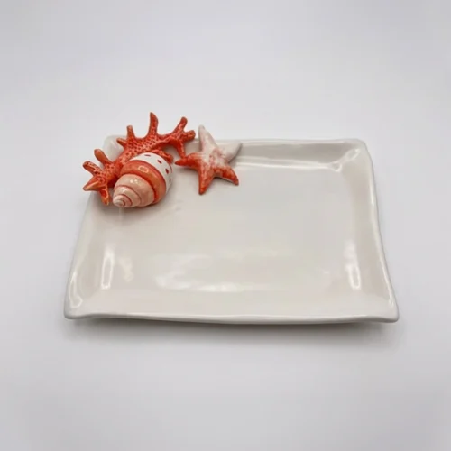 Small red coral napkin plate