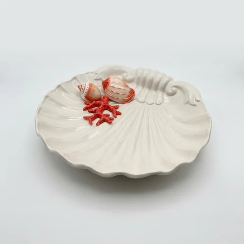 Seashell plate red coral