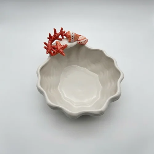 Large red coral bowl
