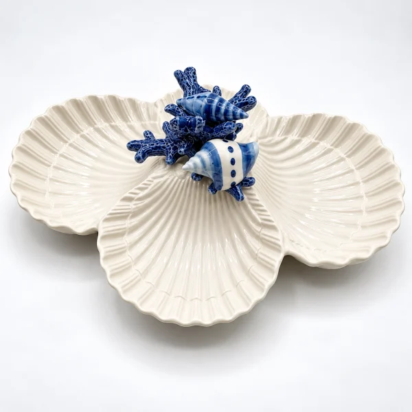 Seashells quadruple bowl blue coral