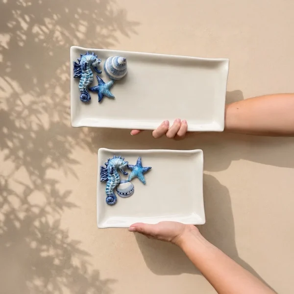 Seahorse and Shell Decorative Tray Medium seahorse napkin plate