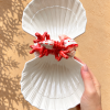 Red coral shell double bowl