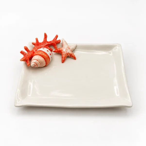 Small red coral napkin plate