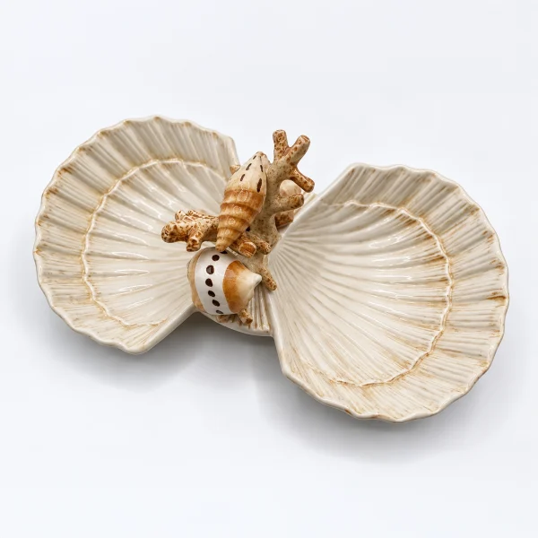 Seashells double bowl beige coral