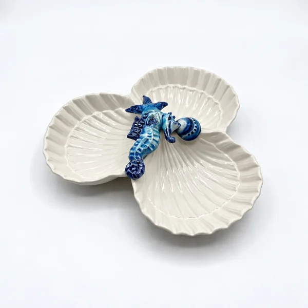 Triple Shell Bowl with Seahorse