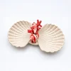 Red coral shell double bowl