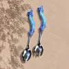 Blue coral salad servers