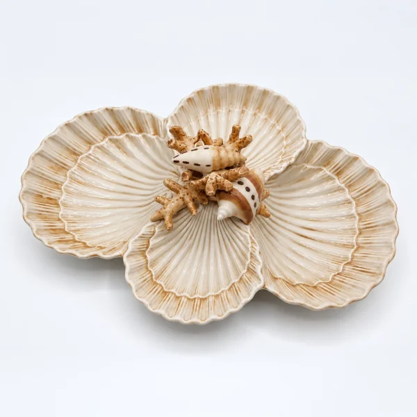 Shells quadruple small bowl beige coral