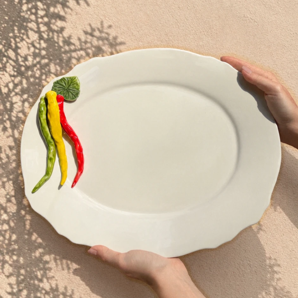 Large oval chili pepper platter