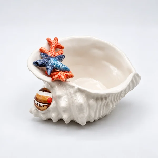 Coral seashell bowl