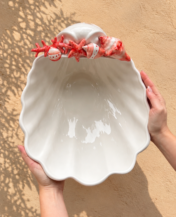 Seashell bowl red coral