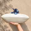 Large mussel tureen blue coral
