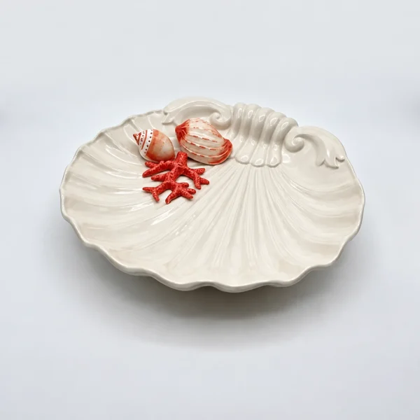 Seashell plate red coral