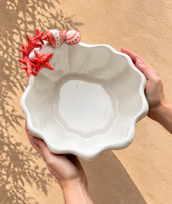 Large red coral bowl