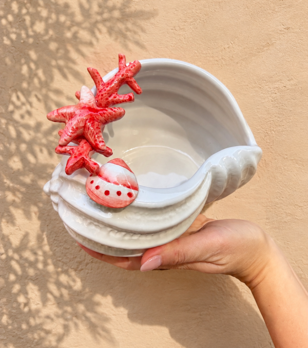 Coral seashell bowl