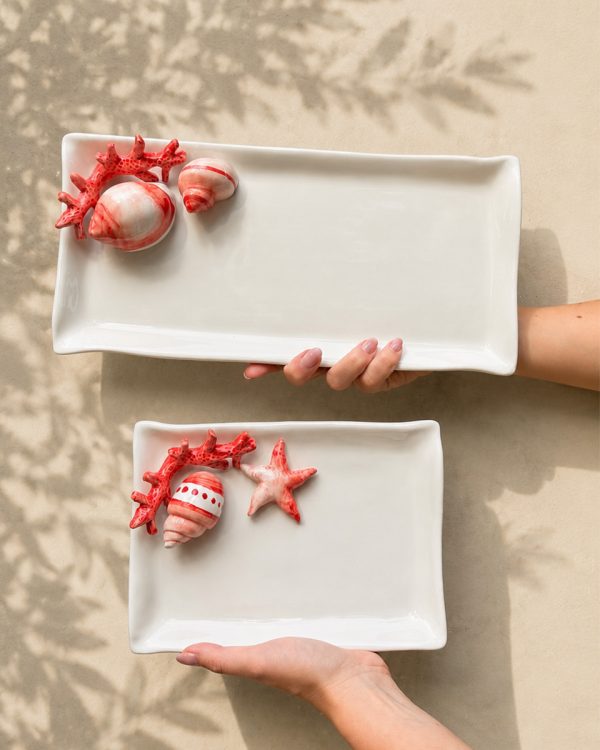 Red coral napkin plate